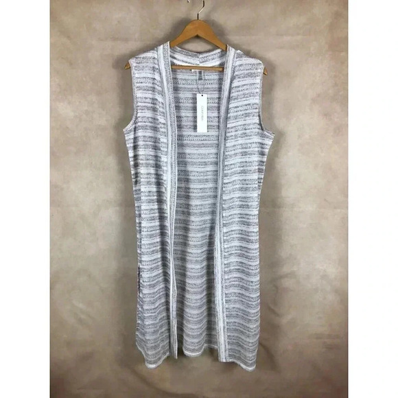 CALVIN KLEIN Sleeveless Long Cardigan Duster ONE SIZE NWT - Picture 6 of 11